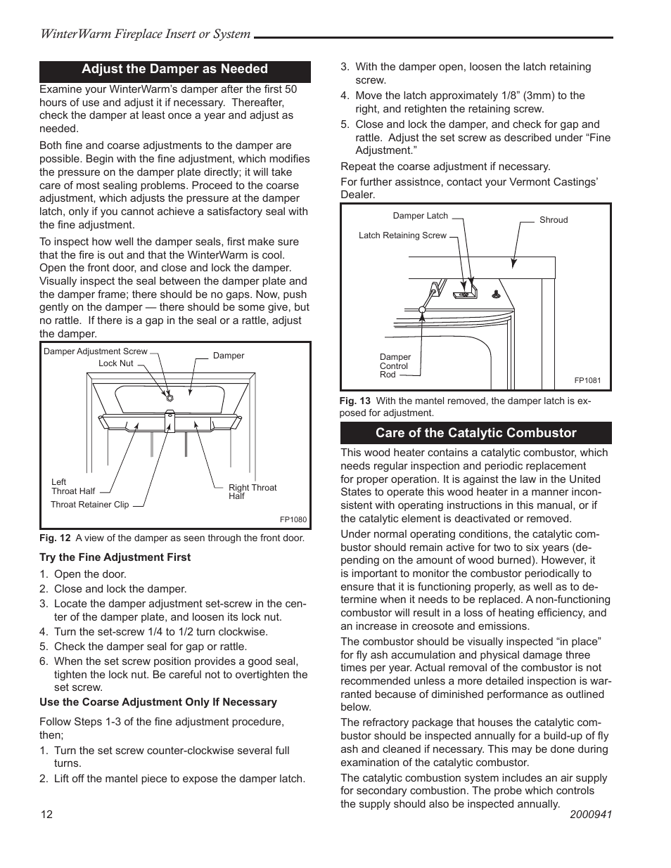 Vermont Casting Winter warm 2100 User Manual | Page 12 / 44