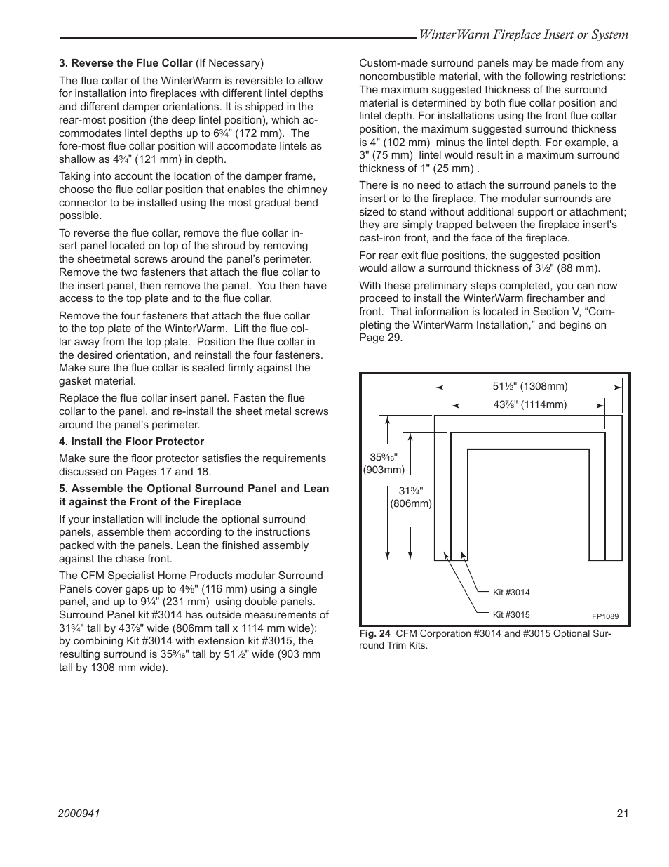 Winterwarm fireplace insert or system | Vermont Casting Winter warm 2100 User Manual | Page 21 / 44
