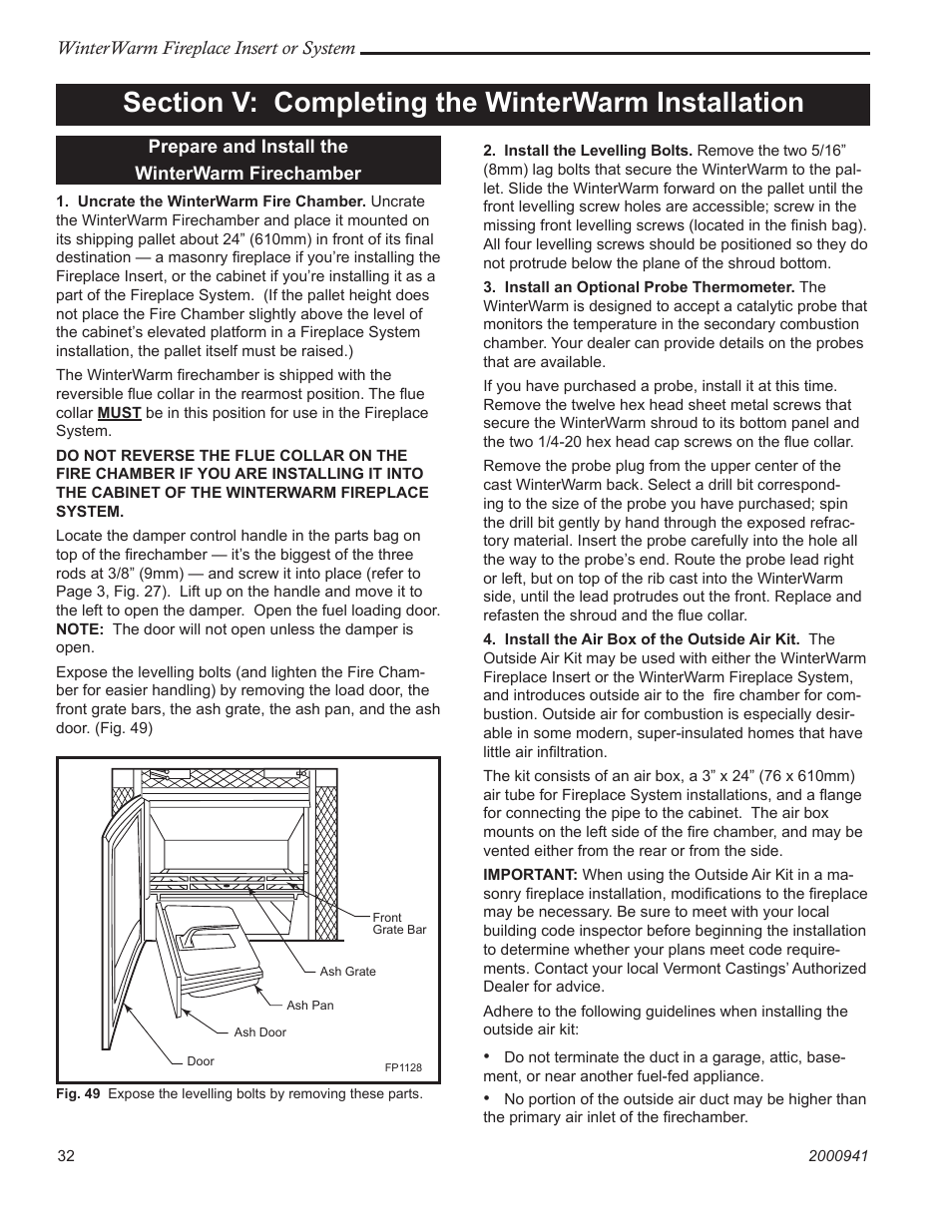 Fp1128 front view close up | Vermont Casting Winter warm 2100 User Manual | Page 32 / 44