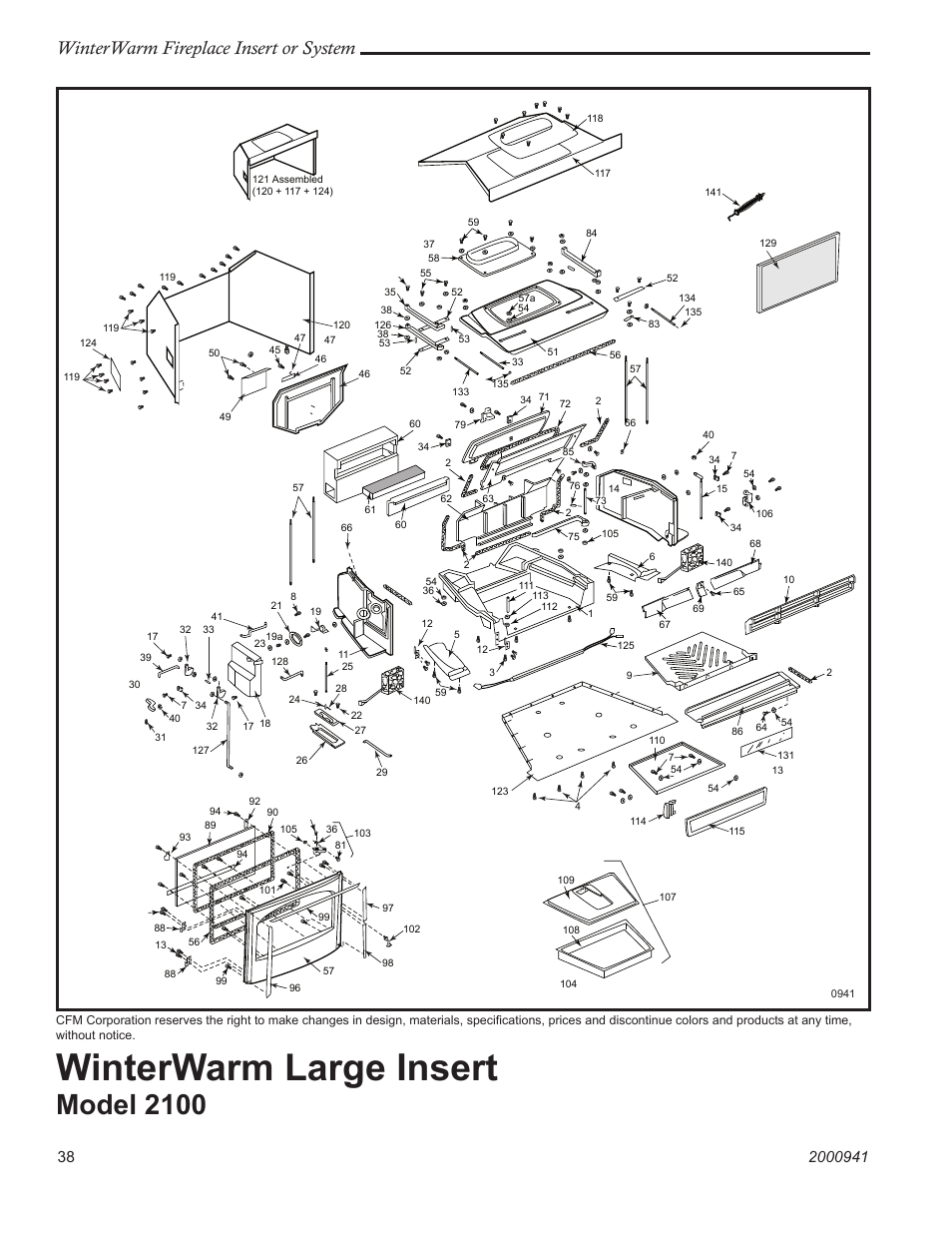 Winterwarm large insert, Model 2100, Winterwarm fireplace insert or system | Vermont Casting Winter warm 2100 User Manual | Page 38 / 44
