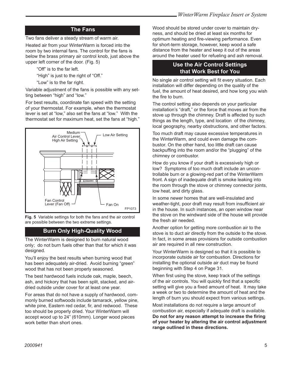 Vermont Casting Winter warm 2100 User Manual | Page 5 / 44