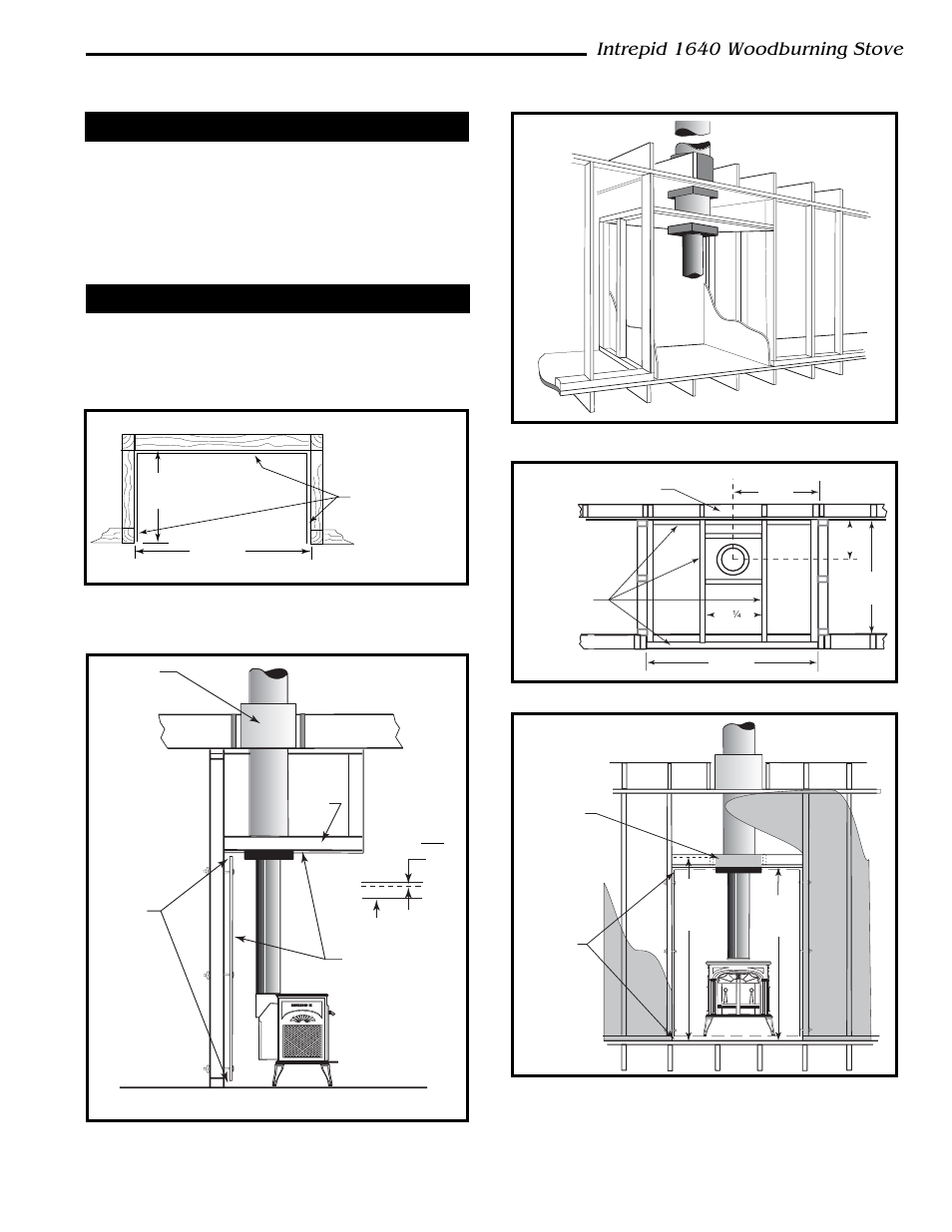 Intrepid 1640 woodburning stove, Alcove installations, Construction requirements | Vermont Casting 1640 User Manual | Page 13 / 32