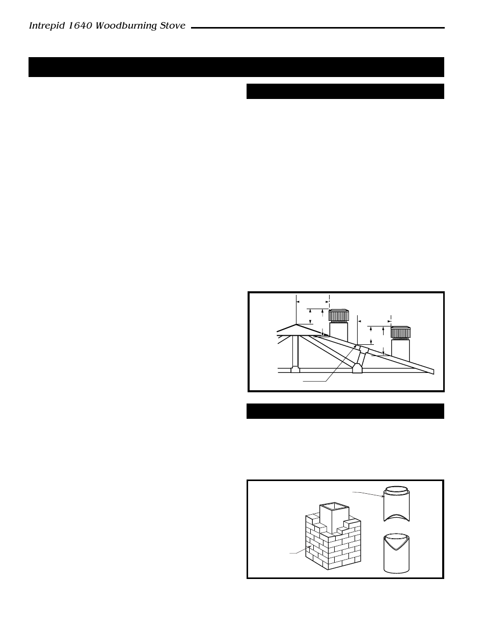 Installation, Intrepid 1640 woodburning stove, Chimneys | Masonry chimneys | Vermont Casting 1640 User Manual | Page 4 / 32