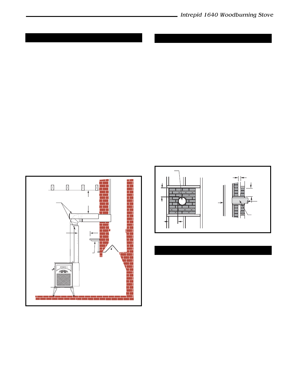 Intrepid 1640 woodburning stove, Connection above the fireplace, Wall pass-throughs | Vermont Casting 1640 User Manual | Page 7 / 32