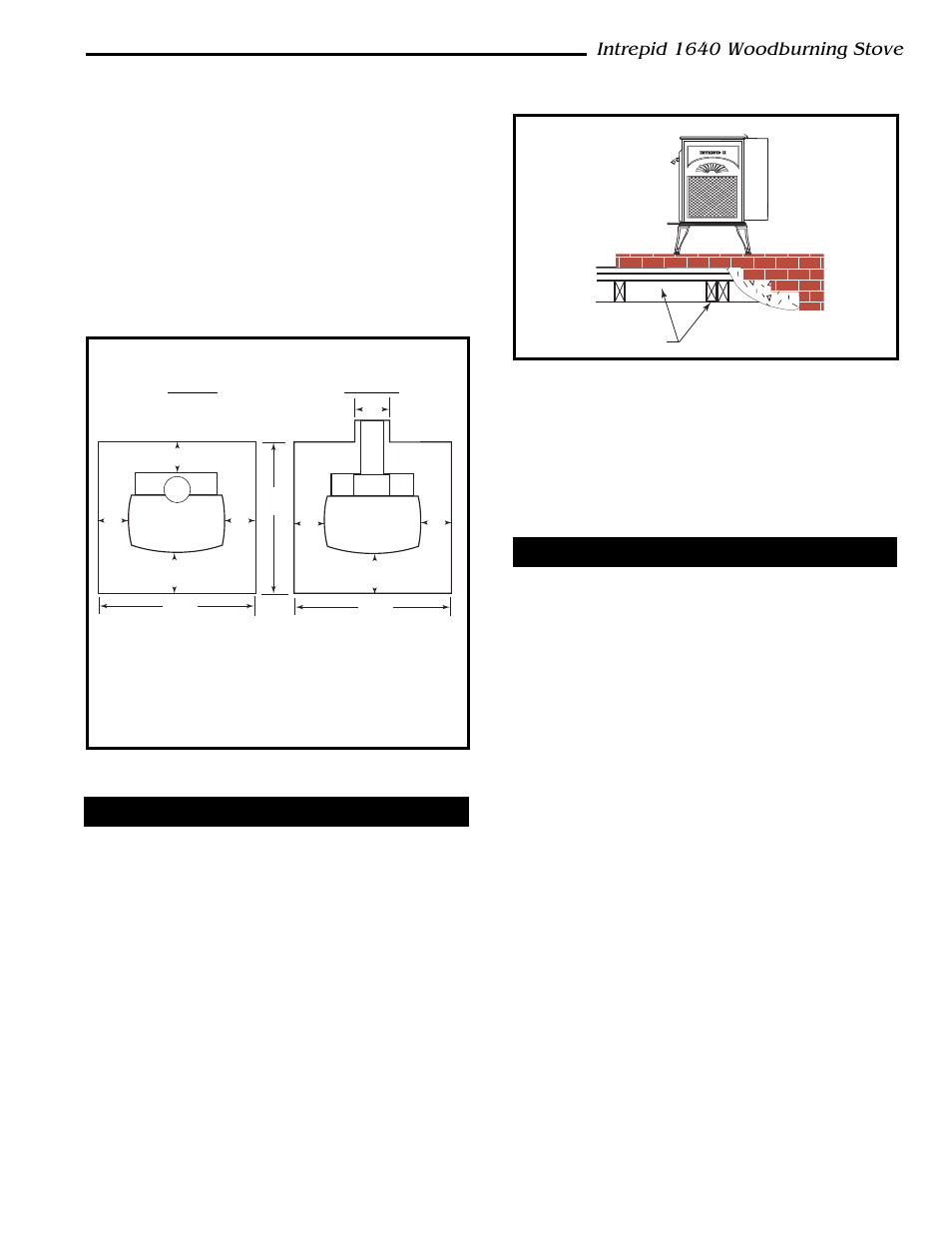 Intrepid 1640 woodburning stove, Fireplace hearth protection, Mobile home installation | Vermont Casting 1640 User Manual | Page 9 / 32