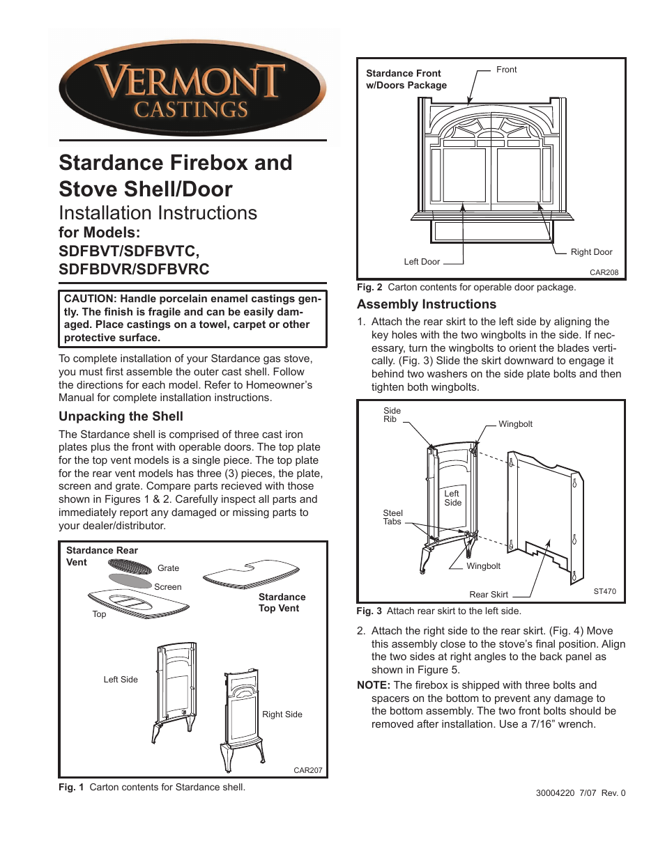Vermont Casting Stardance SDFBVRC User Manual | 2 pages