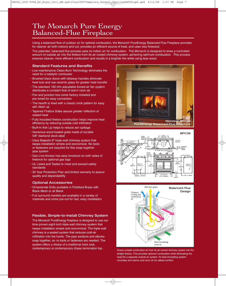 The monarch pure energy balanced-flue fireplace | Vermont Casting SR36A User Manual | Page 7 / 8
