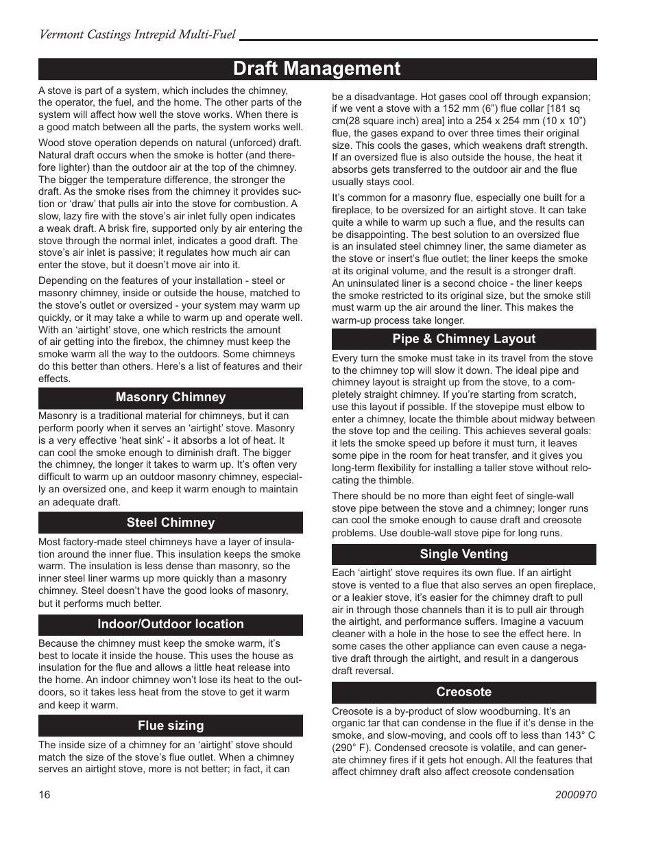 Draft management | Vermont Casting 1695CE User Manual | Page 16 / 28