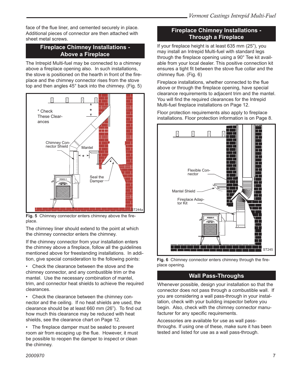 Vermont castings intrepid multi-fuel, Wall pass-throughs | Vermont Casting 1695CE User Manual | Page 7 / 28