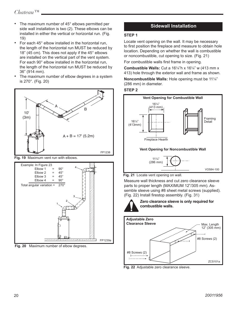 Chateau, Sidewall installation | Vermont Casting ChateauTM DVT38IN User Manual | Page 20 / 48