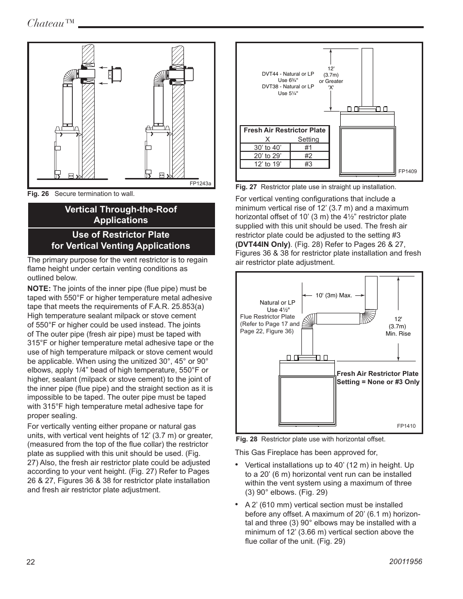 Chateau, Vertical through-the-roof applications | Vermont Casting ChateauTM DVT38IN User Manual | Page 22 / 48