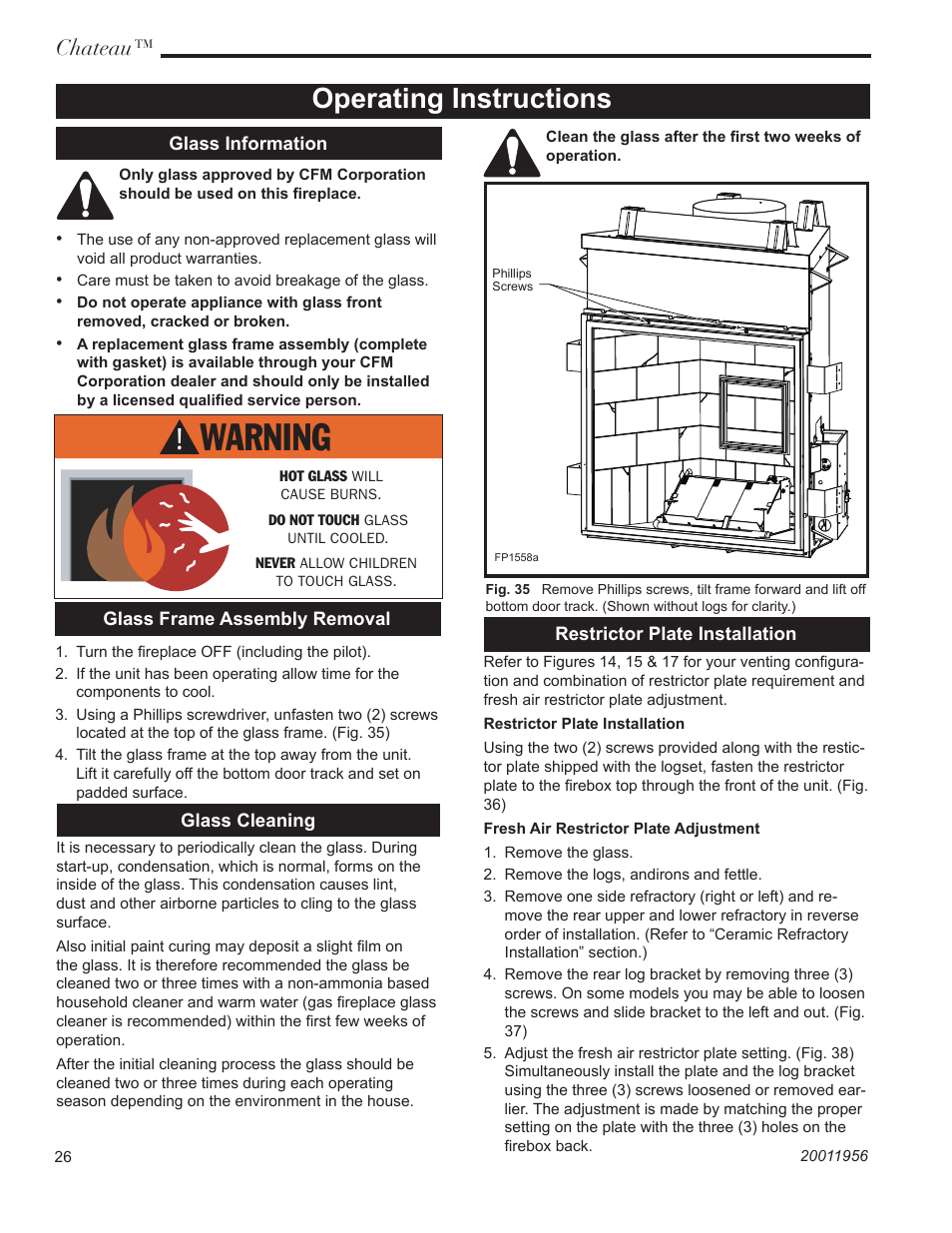 Operating instructions, Chateau | Vermont Casting ChateauTM DVT38IN User Manual | Page 26 / 48
