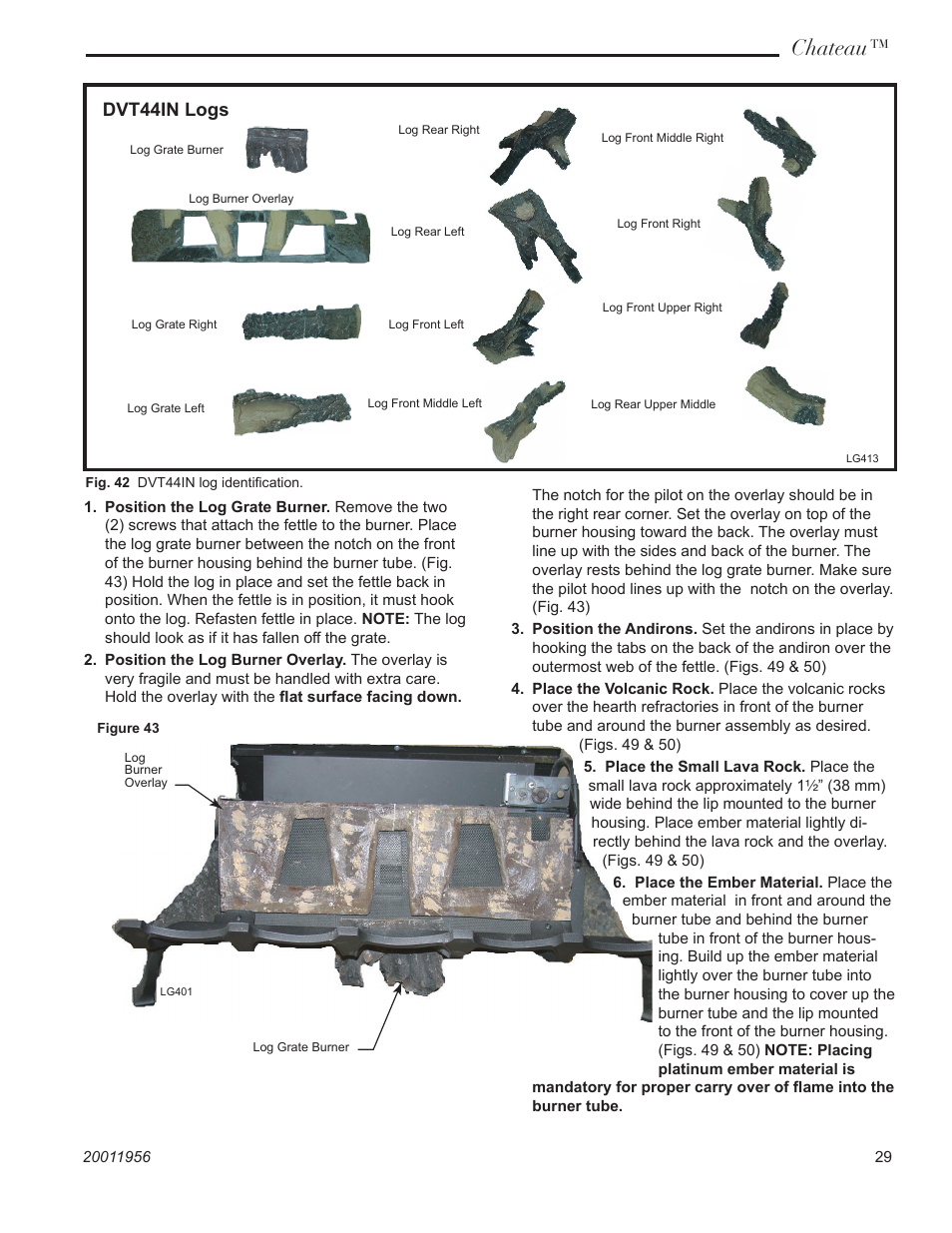 Chateau, Dvt44in logs | Vermont Casting ChateauTM DVT38IN User Manual | Page 29 / 48