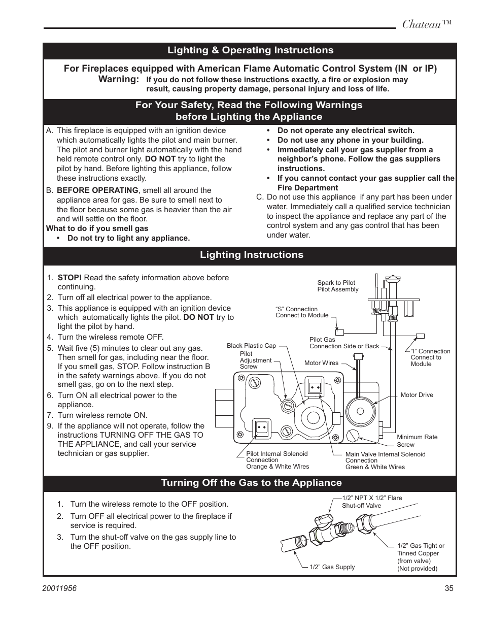 Chateau, Warning | Vermont Casting ChateauTM DVT38IN User Manual | Page 35 / 48