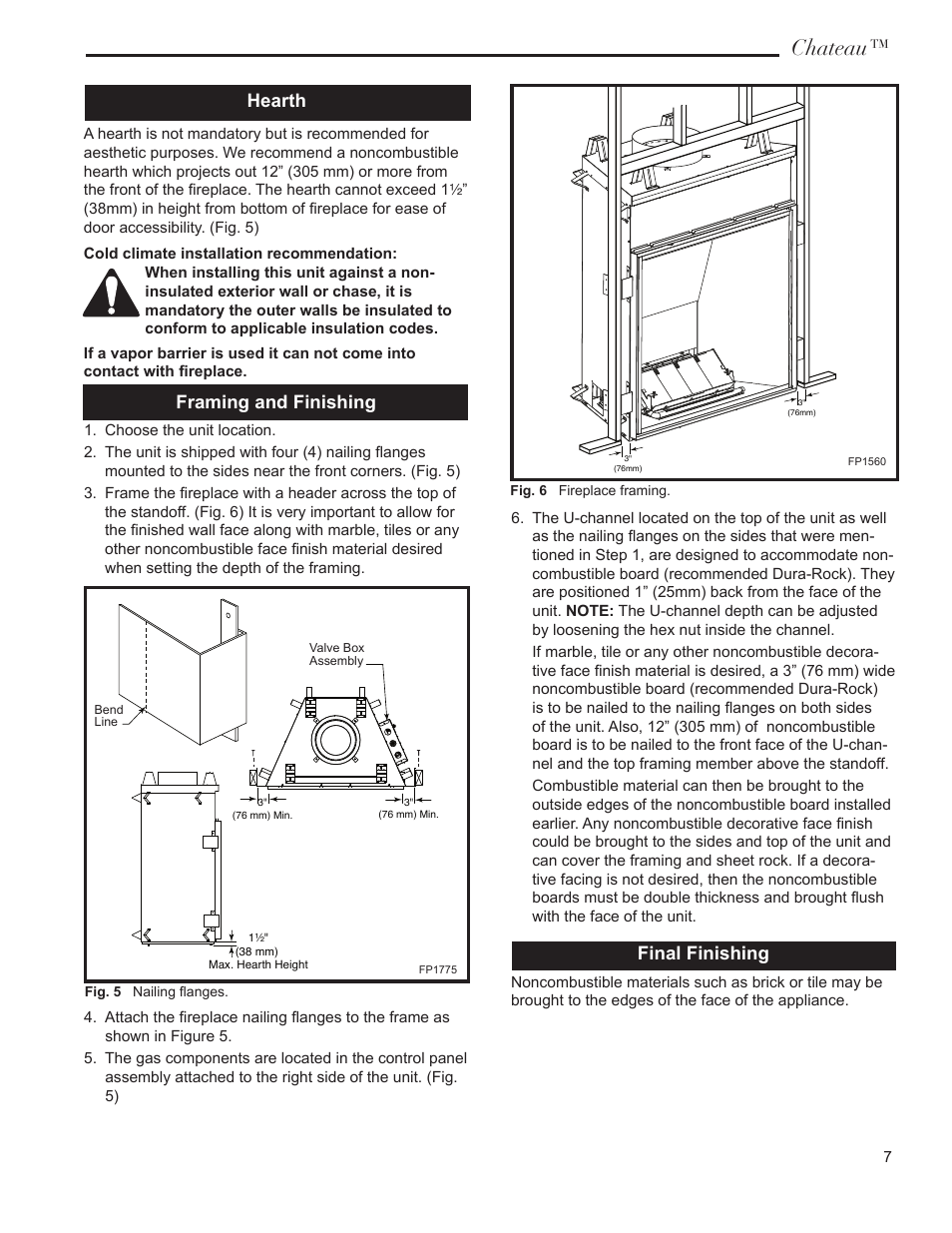 Chateau, Hearth framing and finishing, Final finishing | Vermont Casting ChateauTM DVT38IN User Manual | Page 7 / 48