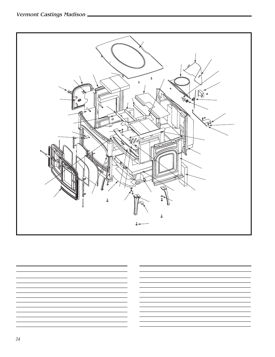 Madison woodburning stove, Model 1655, Vermont castings madison | Vermont Casting 1655  EN User Manual | Page 24 / 28