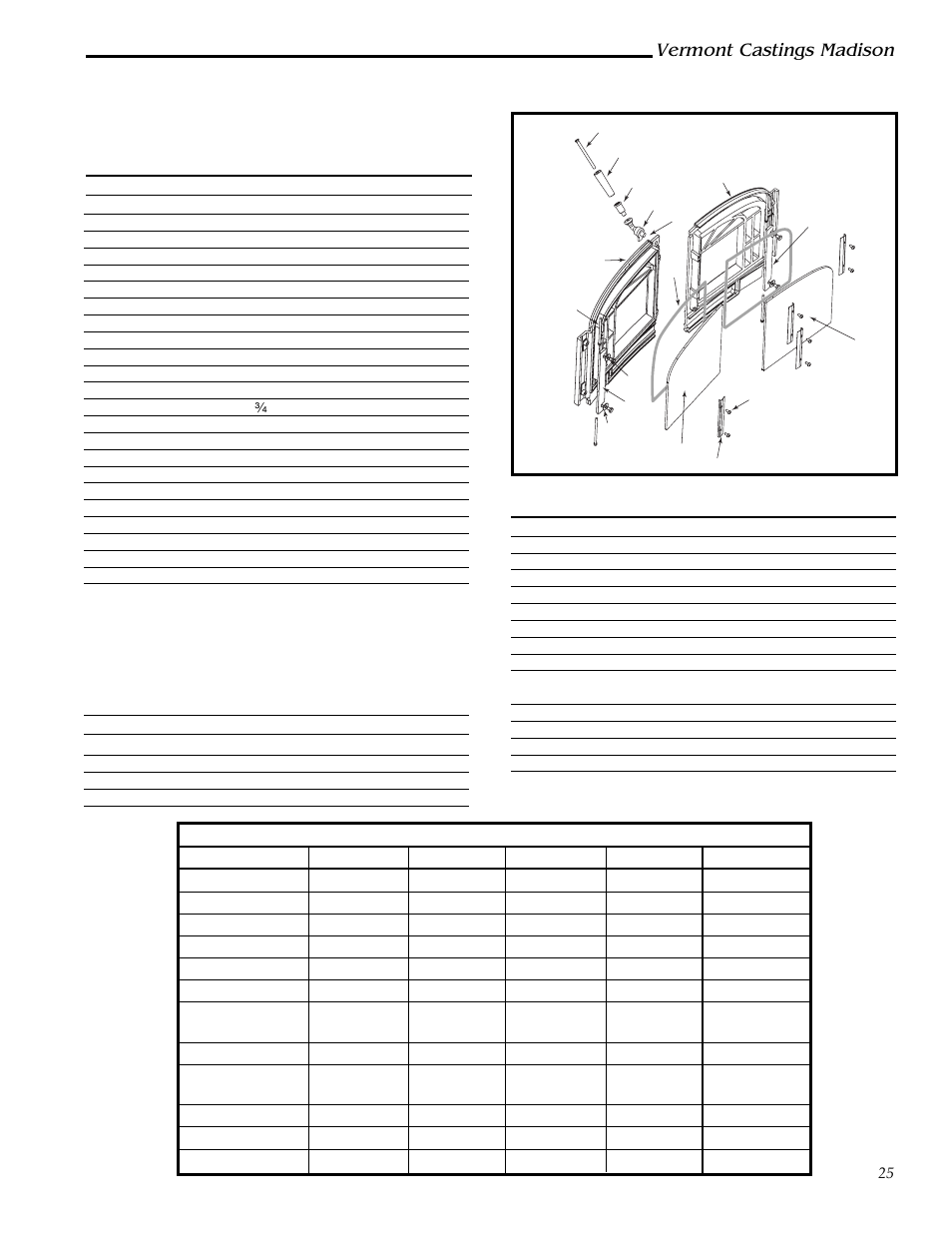Madison woodburning stove, Madison doors exploded view, Vermont castings madison | Model 1655 (continued) | Vermont Casting 1655  EN User Manual | Page 25 / 28