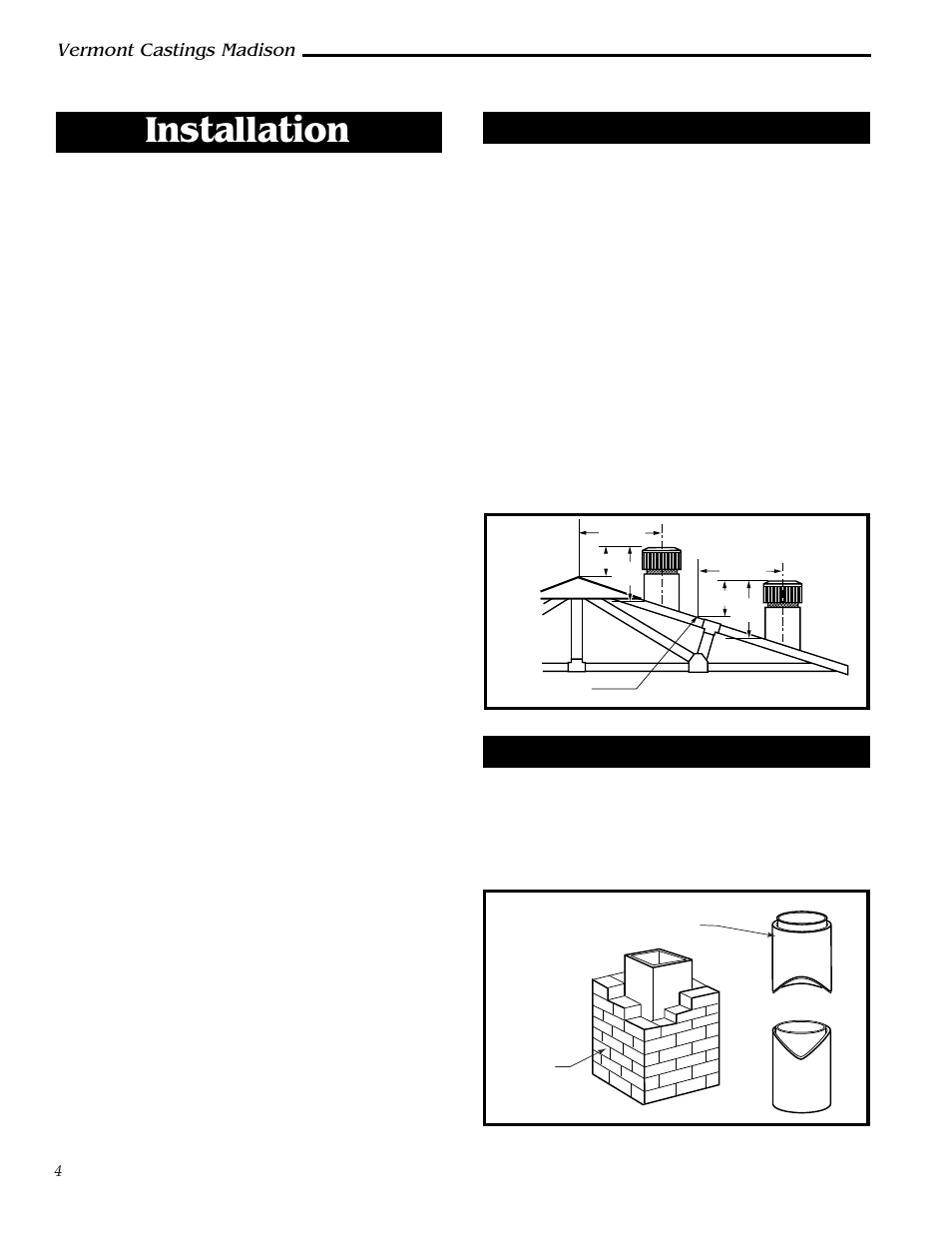 Installation, Chimneys, Vermont castings madison | Masonry chimneys | Vermont Casting 1655  EN User Manual | Page 4 / 28