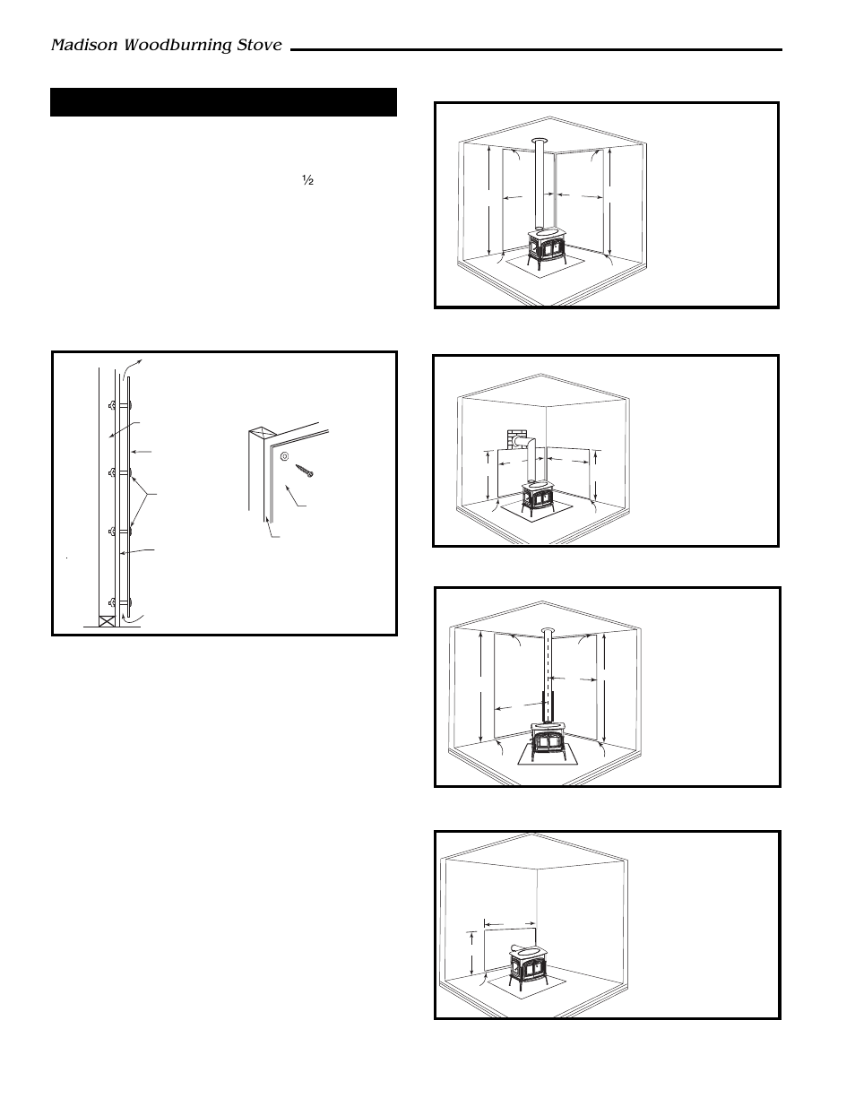 Madison woodburning stove, Wall shields | Vermont Casting 1655 User Manual | Page 10 / 28