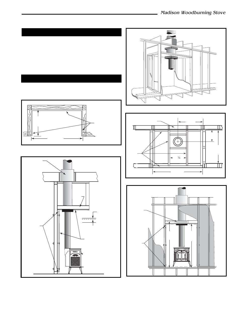 Madison woodburning stove, Alcove installations, Construction requirements | Vermont Casting 1655 User Manual | Page 11 / 28