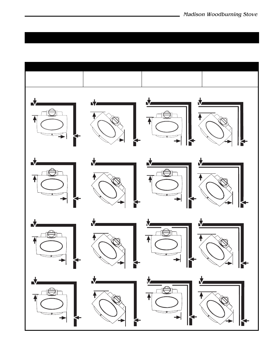 Madison 1655 series clearance diagram, Madison woodburning stove | Vermont Casting 1655 User Manual | Page 13 / 28