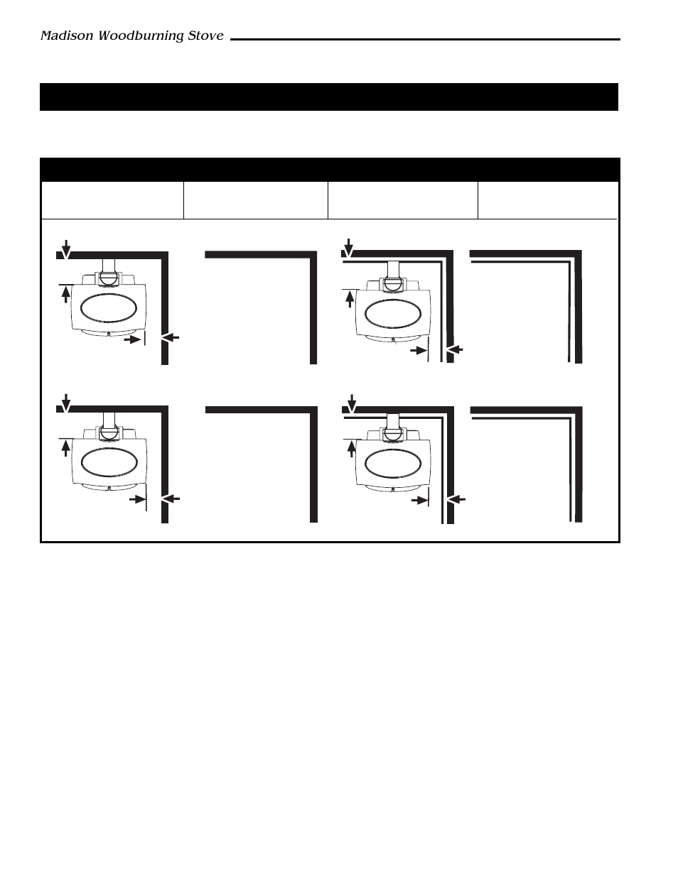 Madison 1655 series clearance diagram, Madison woodburning stove | Vermont Casting 1655 User Manual | Page 14 / 28