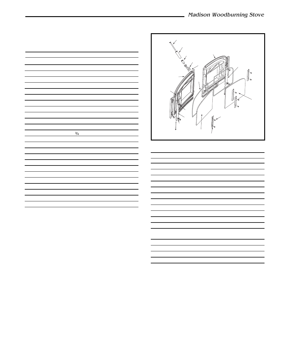 Madison doors exploded view, Madison woodburning stove | Vermont Casting 1655 User Manual | Page 25 / 28