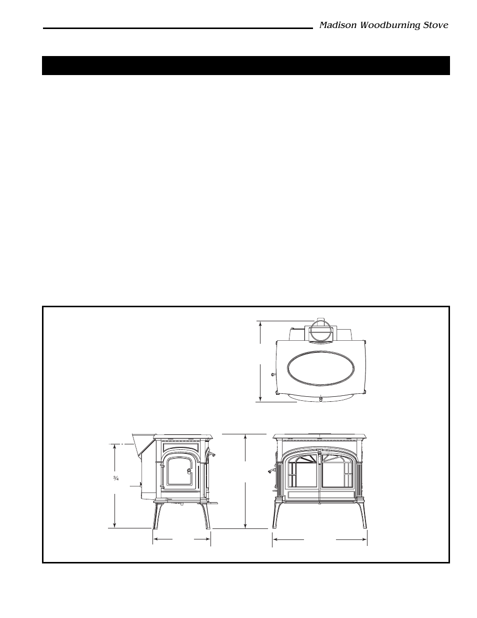 Specifications, Madison, model 1655 series, Madison woodburning stove | Vermont Casting 1655 User Manual | Page 3 / 28