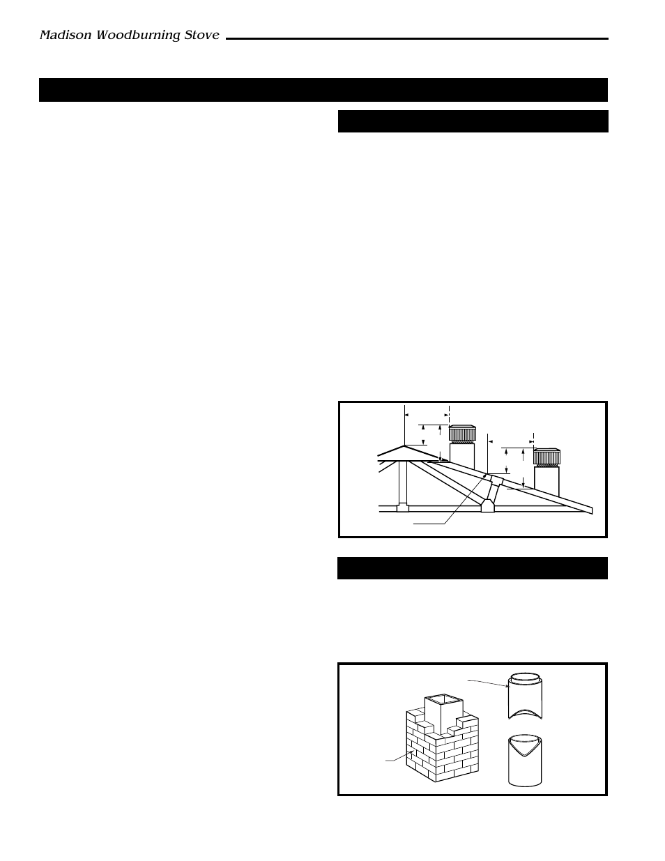 Installation, Madison woodburning stove, Chimneys | Masonry chimneys | Vermont Casting 1655 User Manual | Page 4 / 28