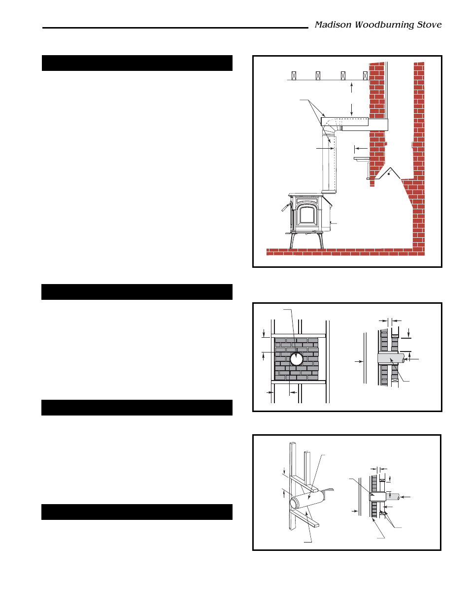 Madison woodburning stove, Connection above the fireplace, Wall pass-throughs | U.s. requirements | Vermont Casting 1655 User Manual | Page 7 / 28