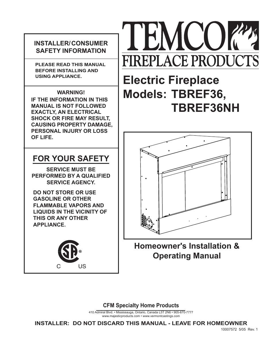 Vermont Casting TBREF36 User Manual | 16 pages