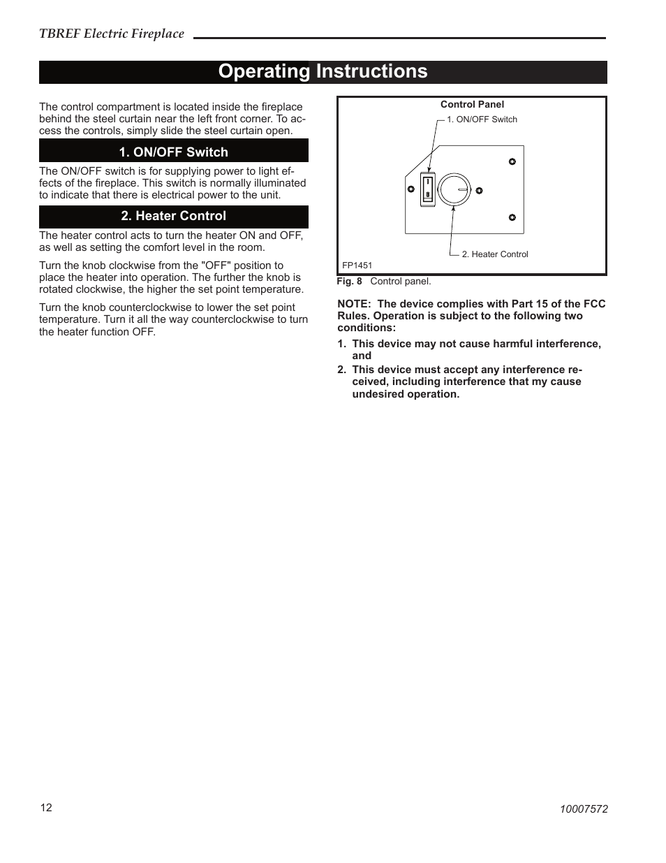 Operating instructions | Vermont Casting TBREF36 User Manual | Page 12 / 16