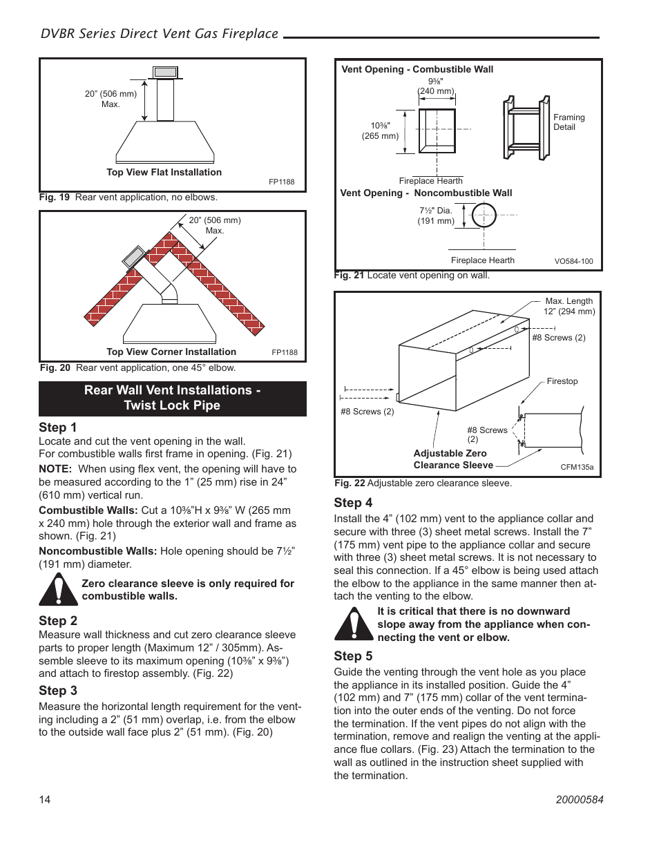 Dvbr series direct vent gas fireplace, Step 2, Step 3 | Step 4, Step 5 | Vermont Casting DVBR42 User Manual | Page 14 / 40