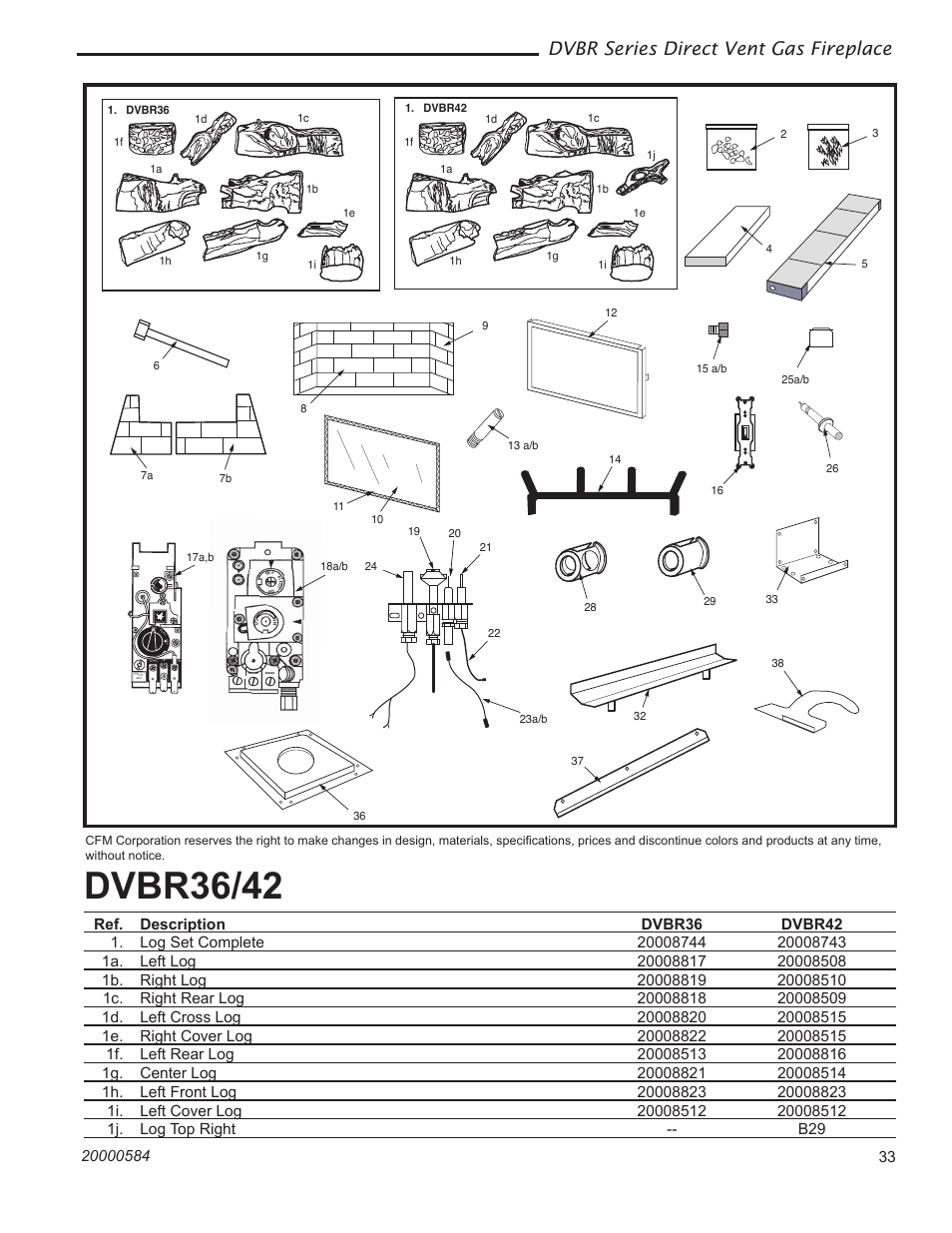 Dvbr36/42, Dvbr series direct vent gas fireplace | Vermont Casting DVBR42 User Manual | Page 33 / 40