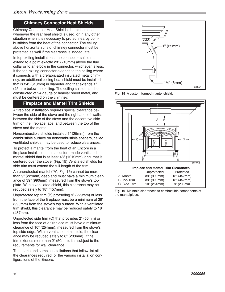 Encore woodburning stove | Vermont Casting 2550 User Manual | Page 12 / 36