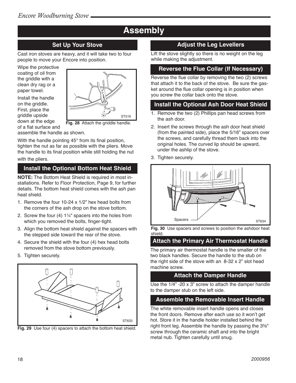 Assembly, Encore woodburning stove | Vermont Casting 2550 User Manual | Page 18 / 36