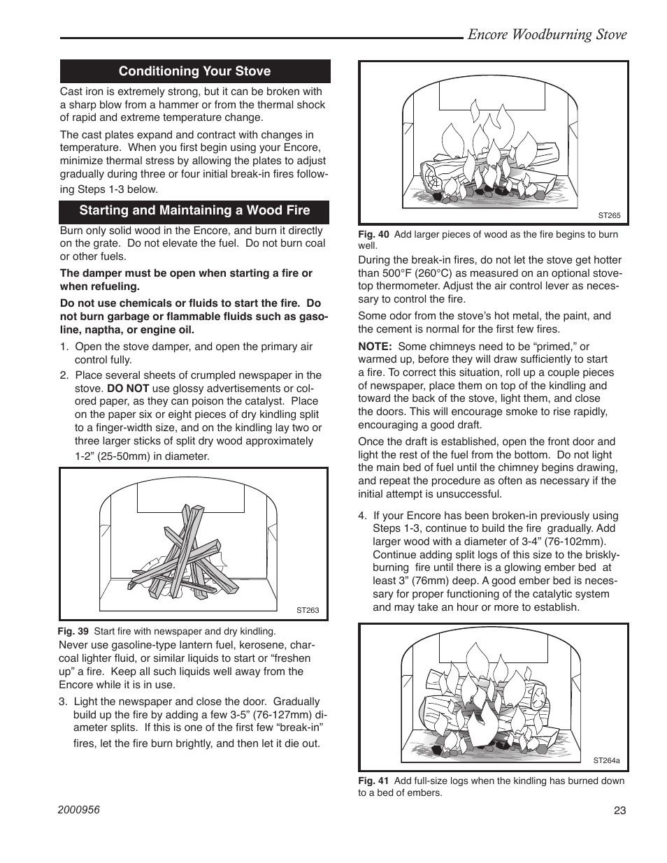 Encore woodburning stove | Vermont Casting 2550 User Manual | Page 23 / 36