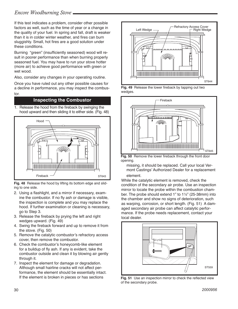 Encore woodburning stove | Vermont Casting 2550 User Manual | Page 30 / 36