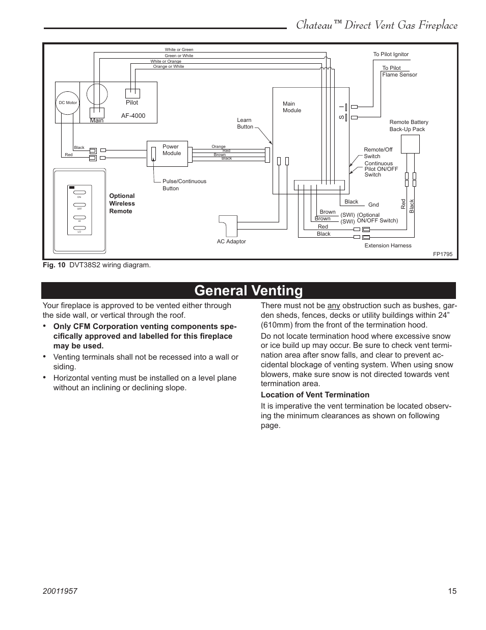 General venting, Chateau™ direct vent gas fireplace | Vermont Casting DVT38S2IN User Manual | Page 15 / 48