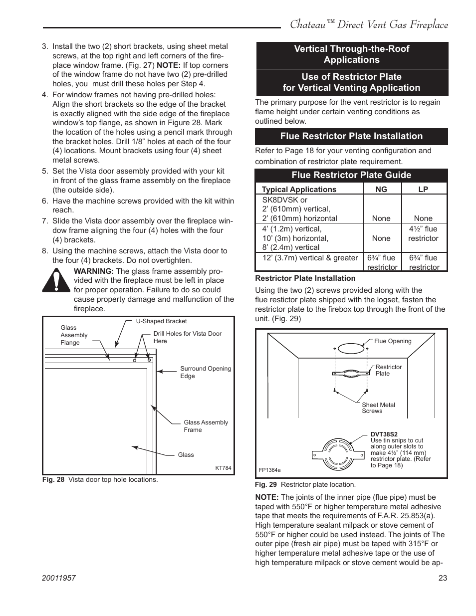 Chateau™ direct vent gas fireplace | Vermont Casting DVT38S2IN User Manual | Page 23 / 48