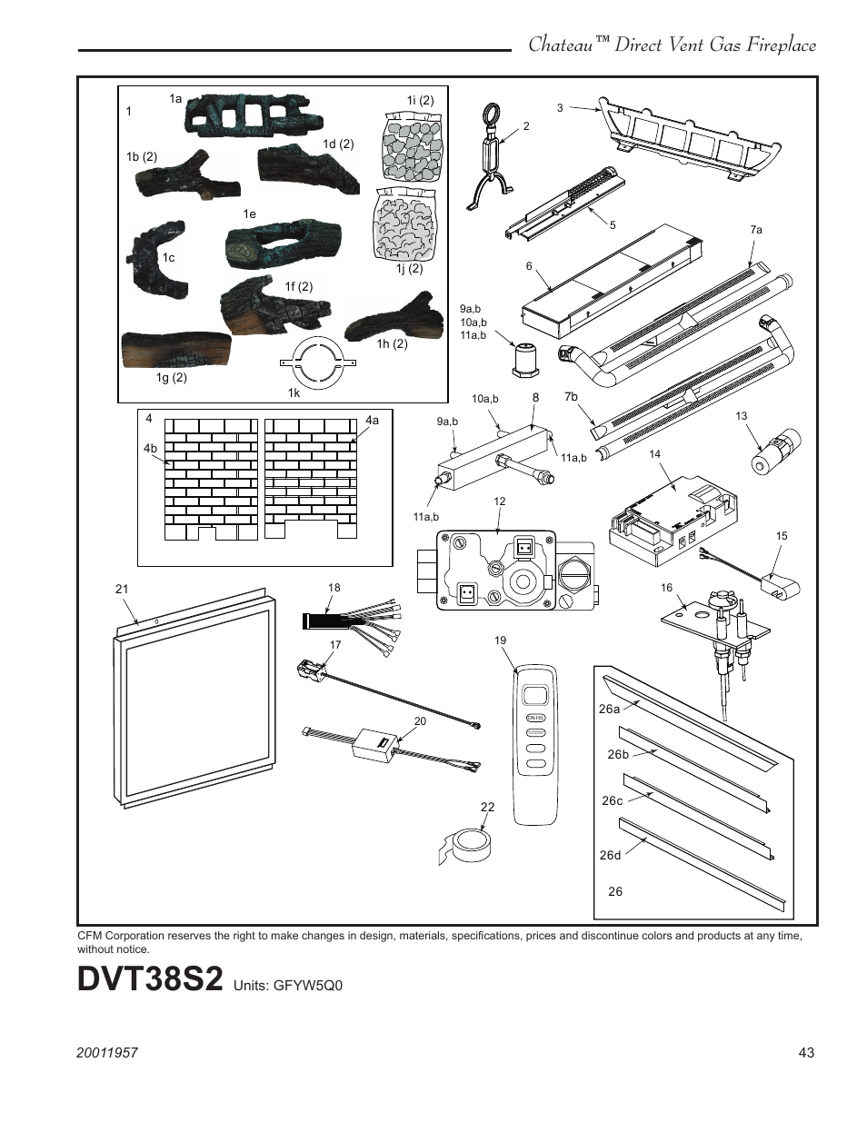 Dvt38s2, Chateau™ direct vent gas fireplace | Vermont Casting DVT38S2IN User Manual | Page 43 / 48