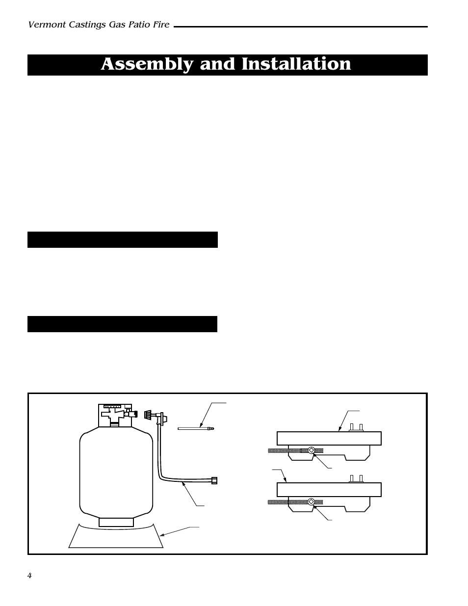 Assembly and installation, Vermont castings gas patio fire | Vermont Casting GPFMP User Manual | Page 4 / 16