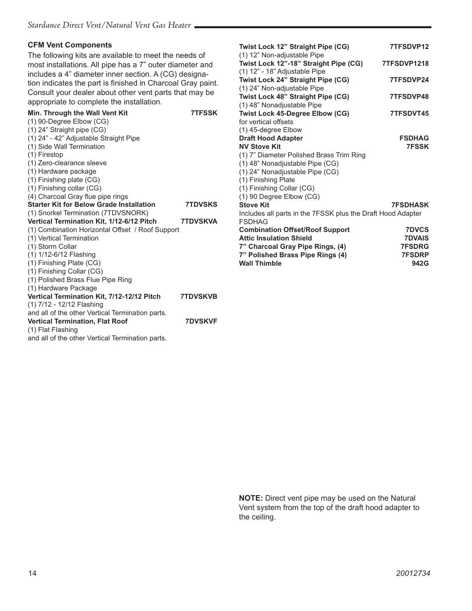 Stardance direct vent/natural vent gas heater | Vermont Casting SDDVT User Manual | Page 14 / 52