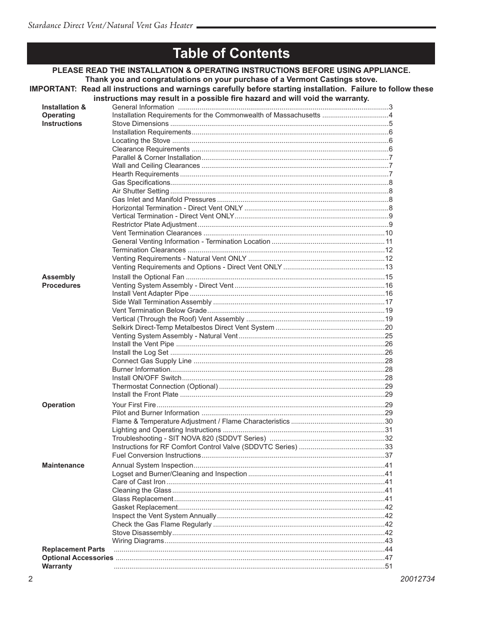 Vermont Casting SDDVT User Manual | Page 2 / 52