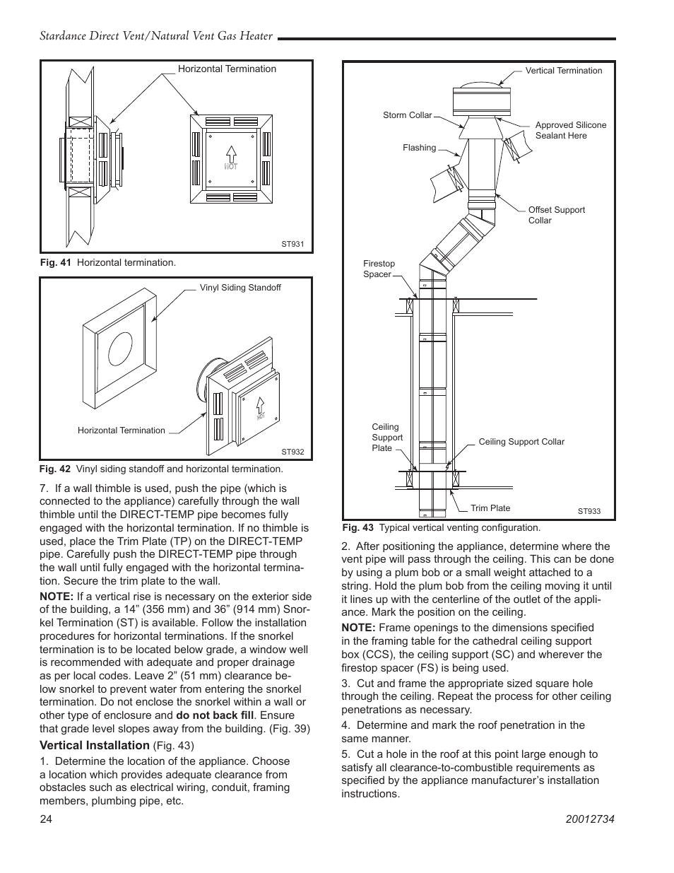 Stardance direct vent/natural vent gas heater | Vermont Casting SDDVT User Manual | Page 24 / 52