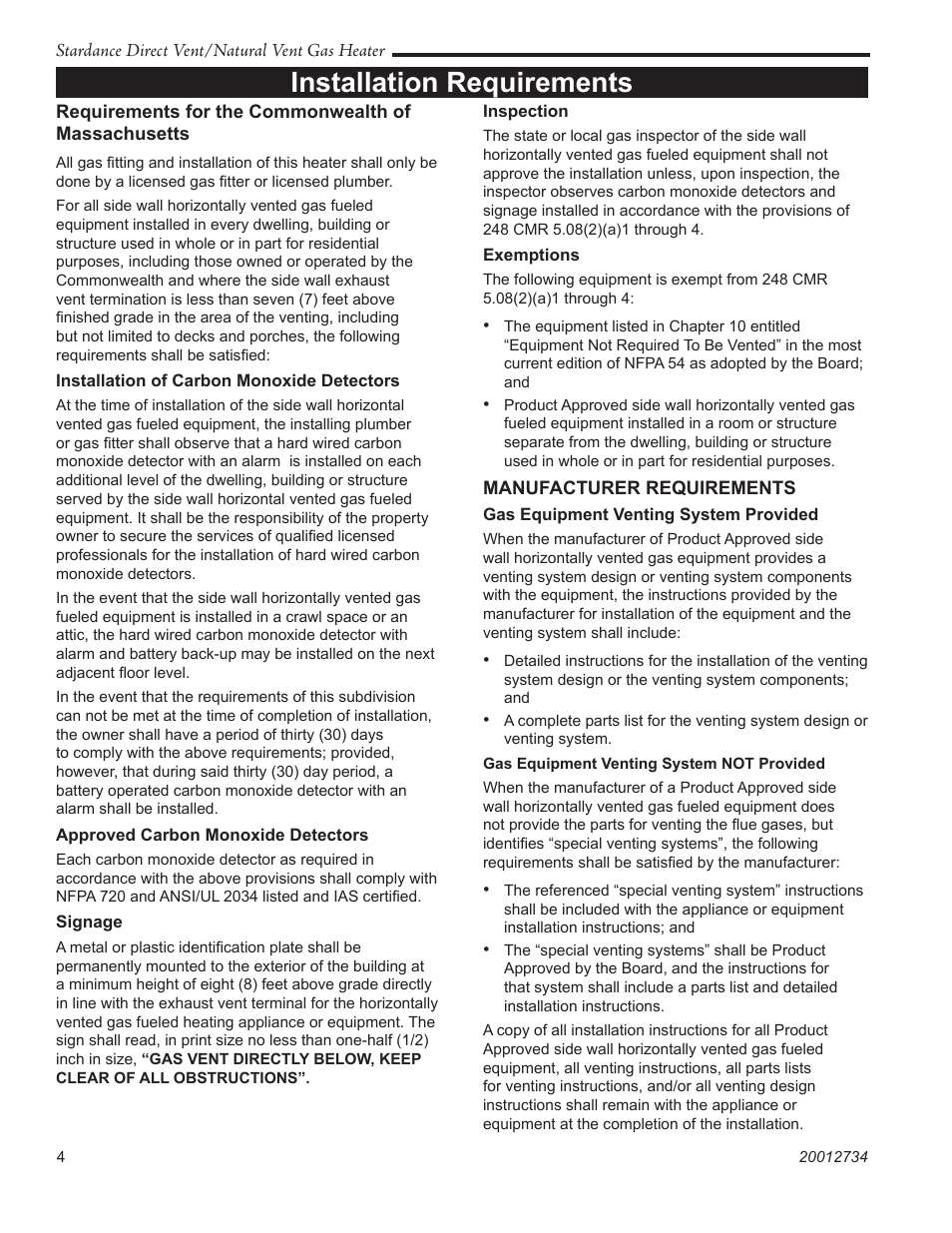 Installation requirements | Vermont Casting SDDVT User Manual | Page 4 / 52