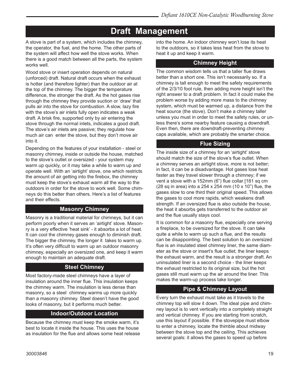 Draft management | Vermont Casting 1610CE User Manual | Page 19 / 28