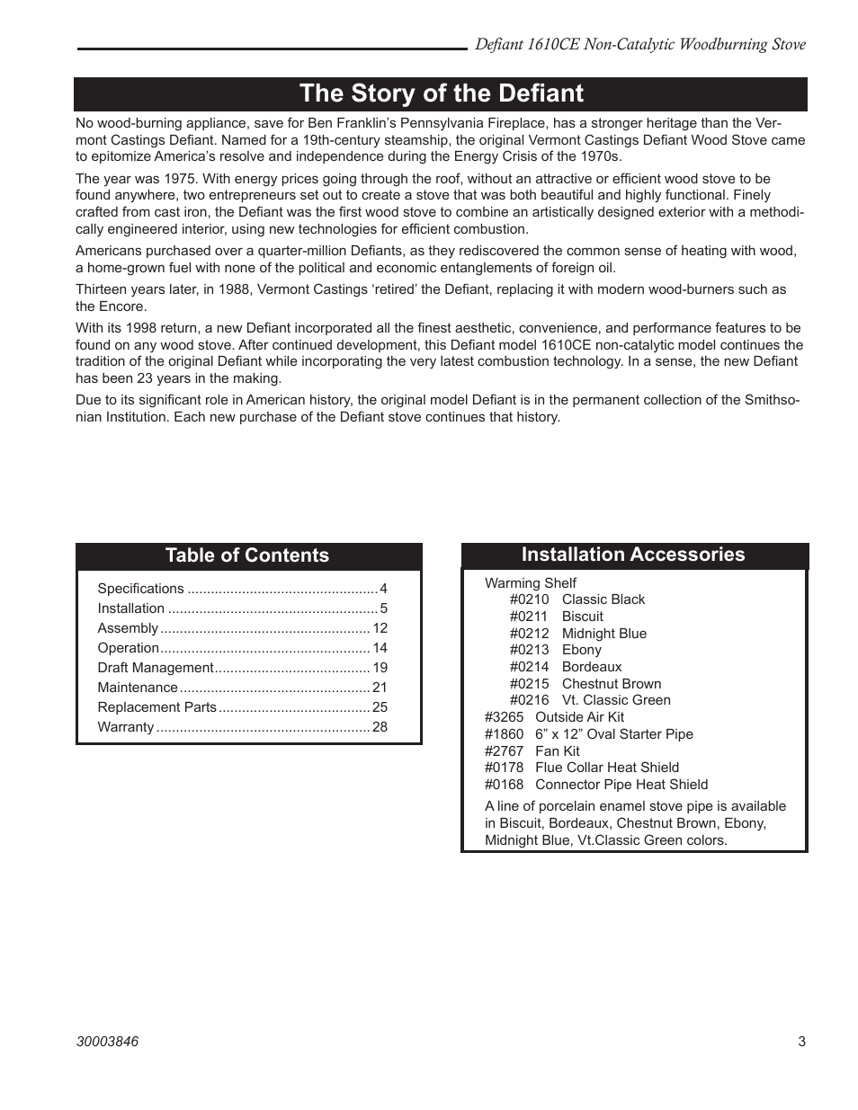 Vermont Casting 1610CE User Manual | Page 3 / 28