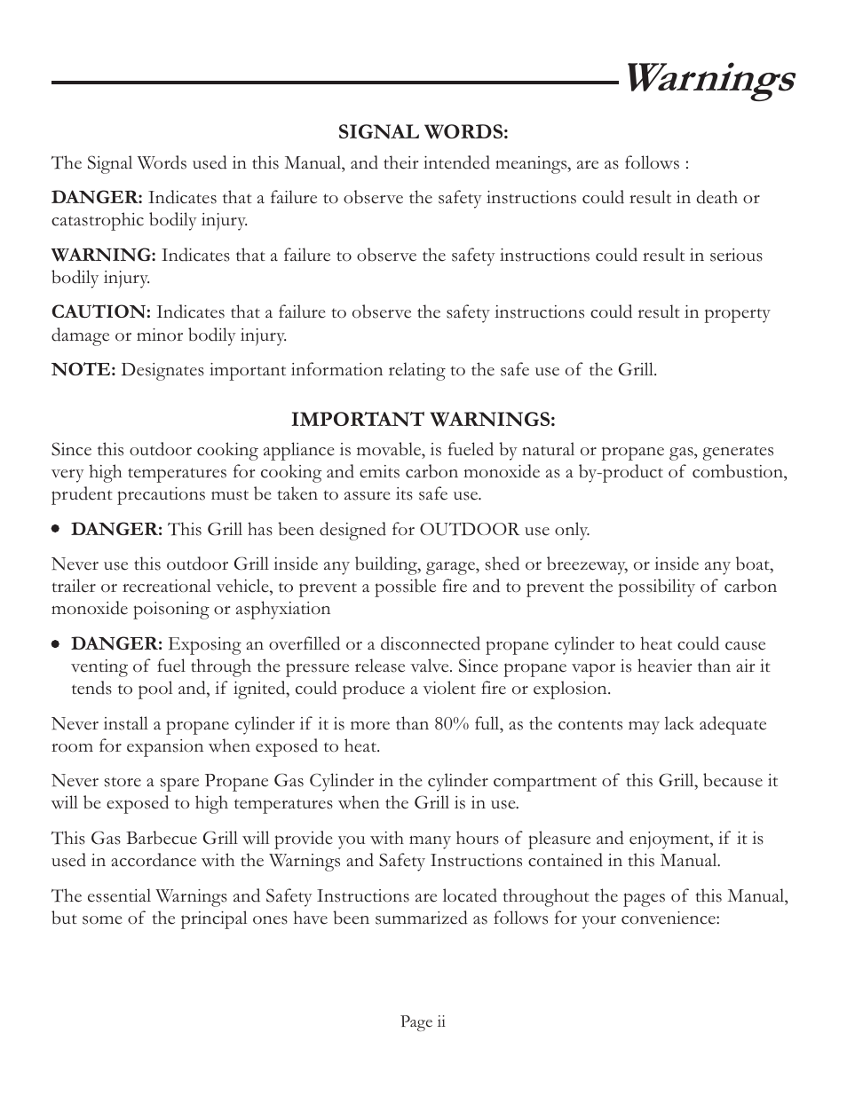 Warnings | Vermont Casting VCS6006 User Manual | Page 3 / 36