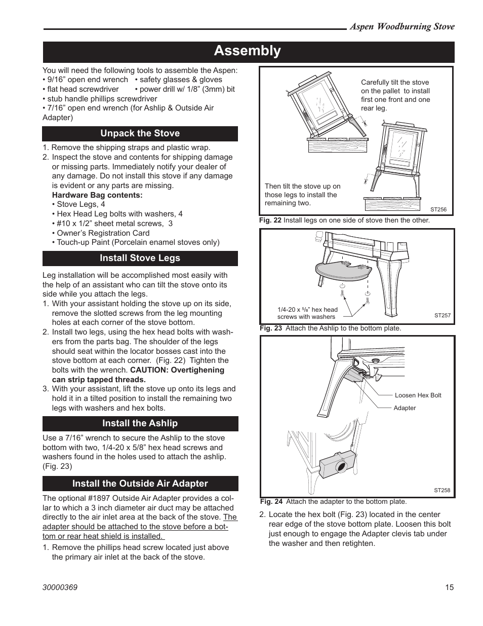 Assembly | Vermont Casting 1920 User Manual | Page 15 / 32